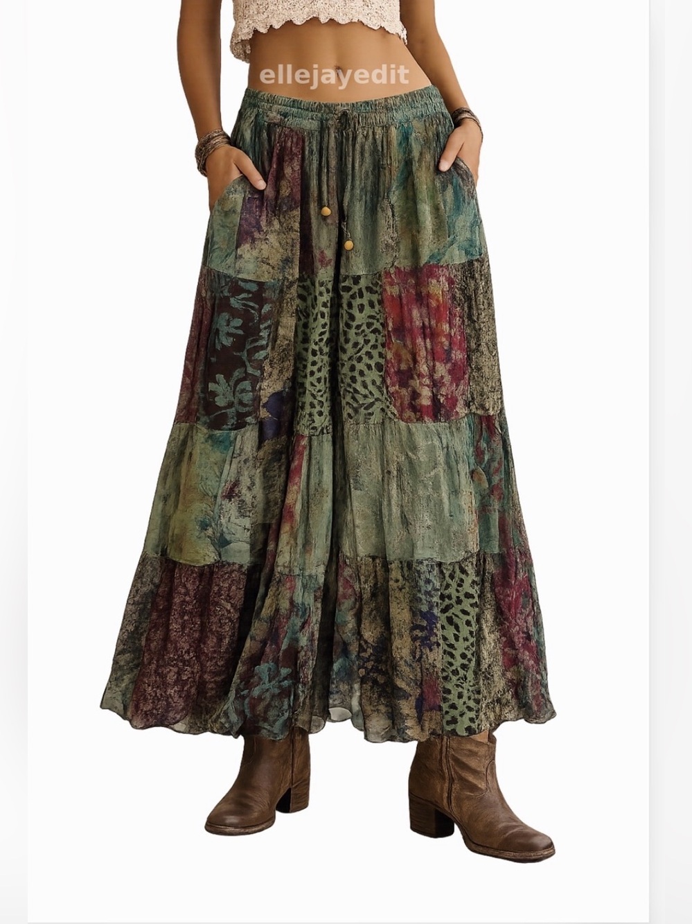 Young Threads Patchwork Wide Leg Pants – NWT – Size Medium Basil color